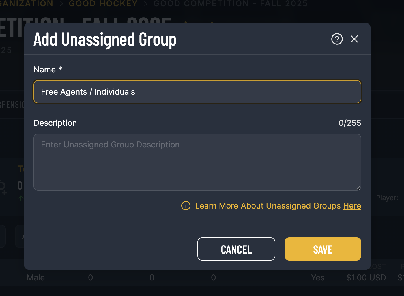 Registration - Draft Groups